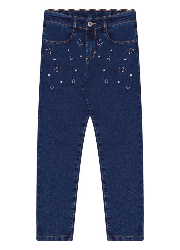 Alakazoo - Calça Mom Jeans com Bordados em Lurex Azul 3