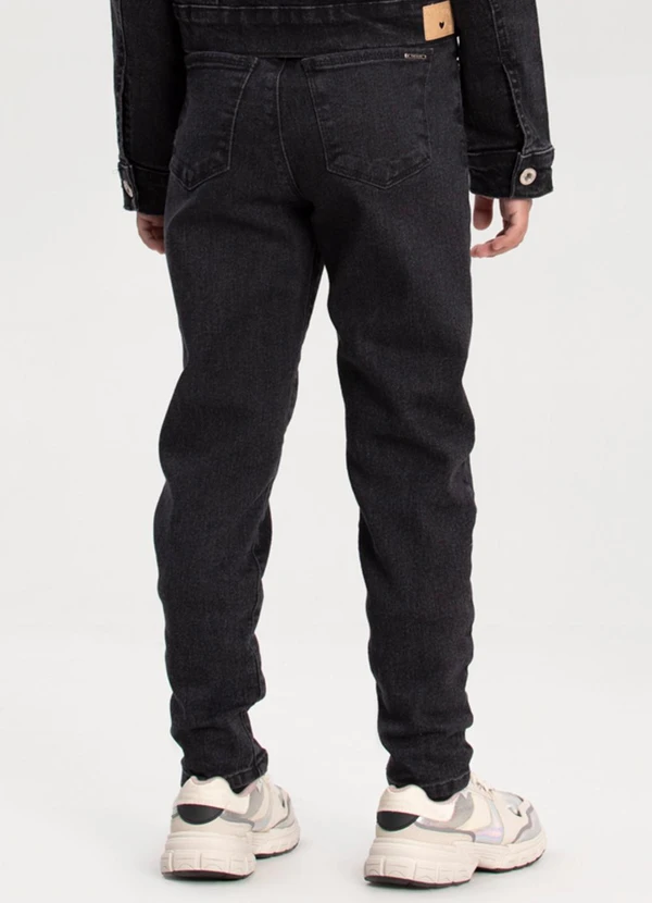 Alakazoo - Calça Mom Jeans com Bordados em Lurex Preto 2