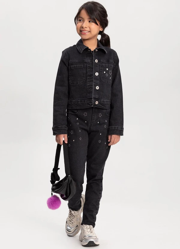 Alakazoo - Calça Mom Jeans com Bordados em Lurex Preto 3