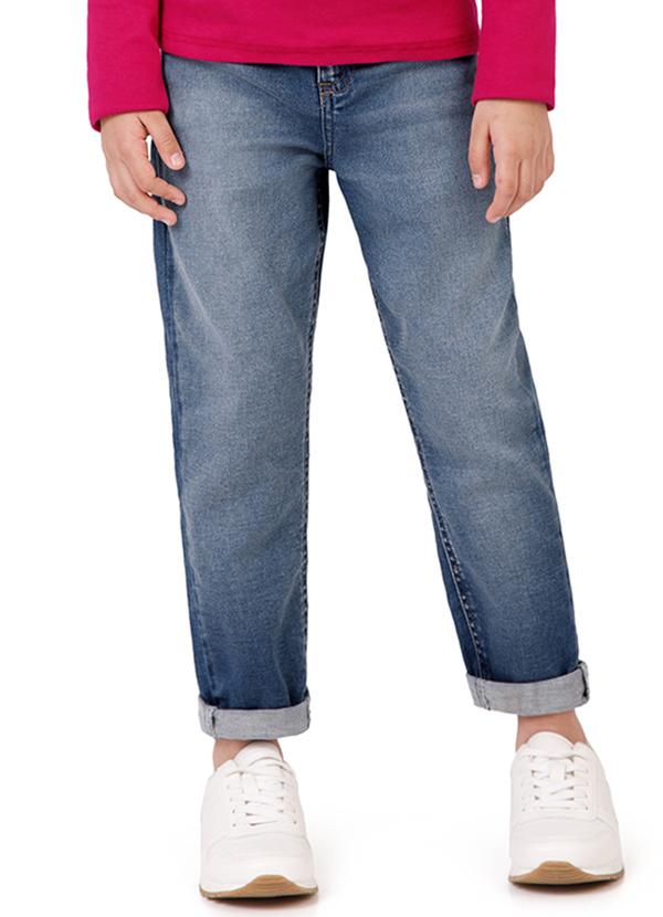 Malwee Kids - Calça Mom Jeans Moletom Menina Azul