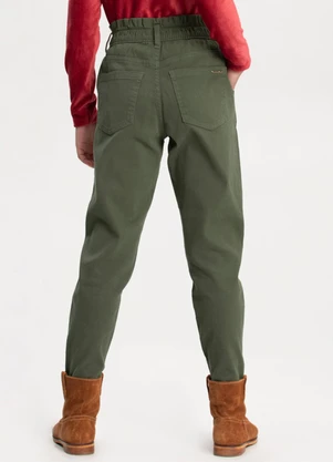 Alakazoo - Calça Mom Menina em Sarja com Elastano Verde - ALAKAZOO
