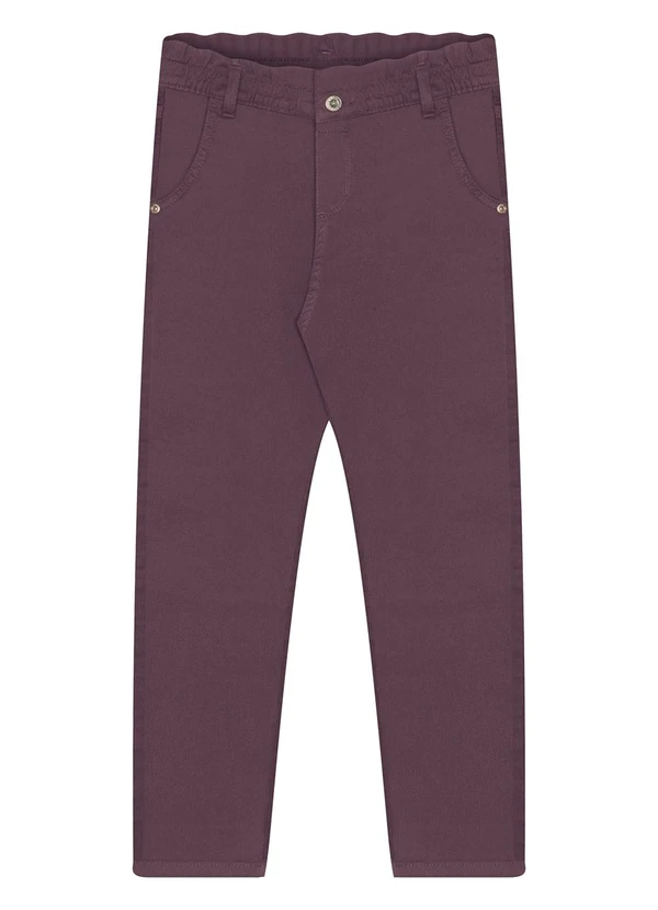 Alakazoo - Calça Mom Menina em Sarja com Elastano Vermelho