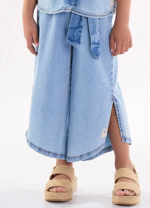 Up Baby - Calça Pantacourt Infantil em Jeans Azul - UP BABY