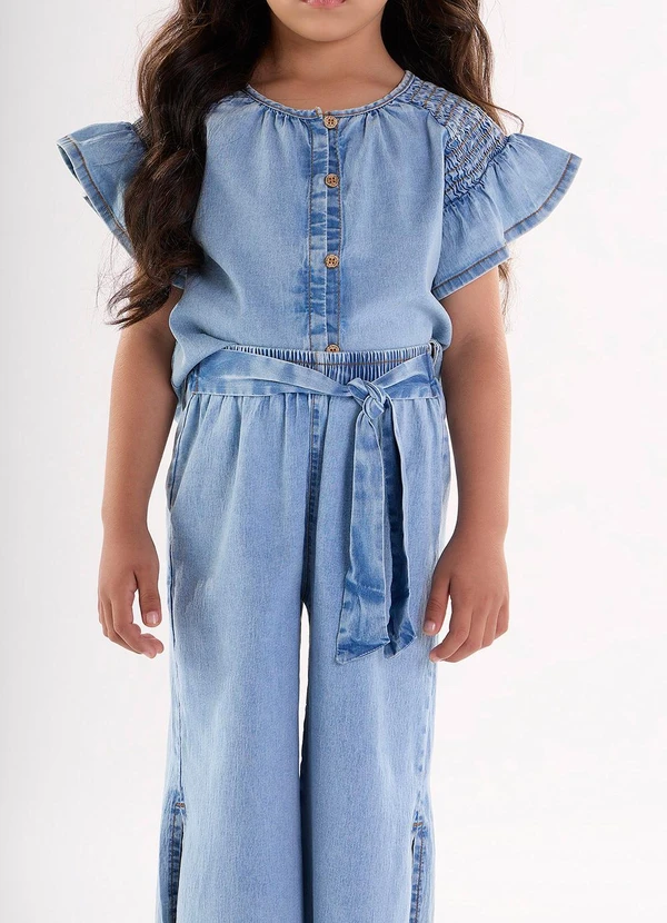 Up Baby - Calça Pantacourt Infantil em Jeans Azul 2