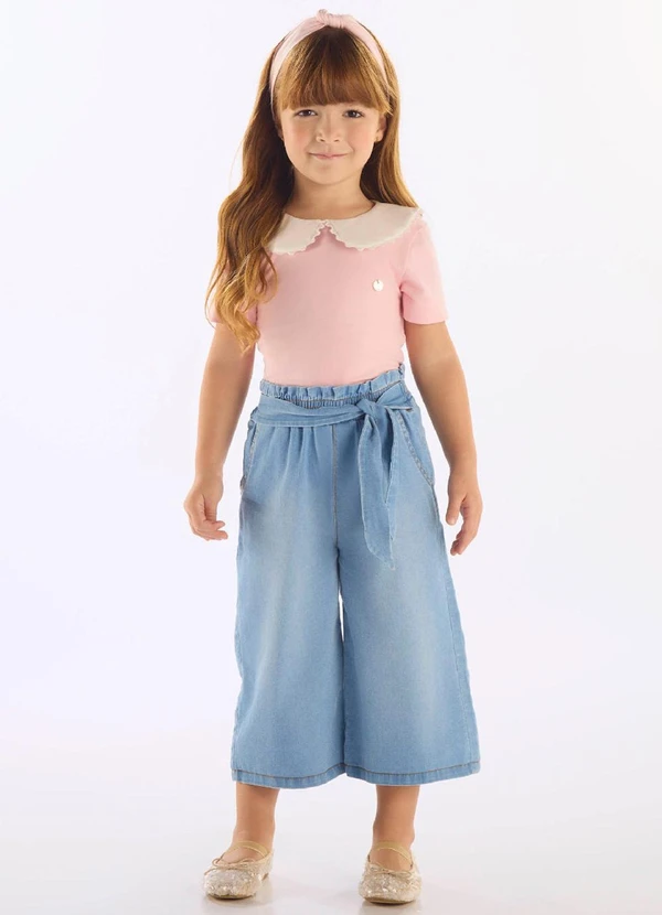 Up Baby - Calça Pantacourt Jeans Elastano Azul 2