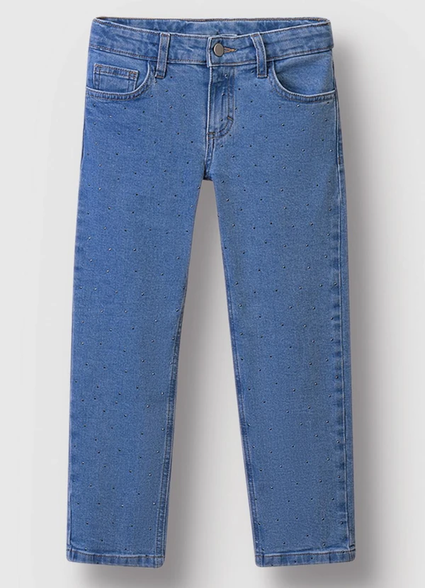Carinhoso - Calça Reta Jeans Cintura Alta Azul 3