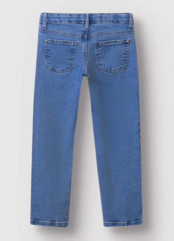 Carinhoso - Calça Reta Jeans Cintura Alta Azul 4