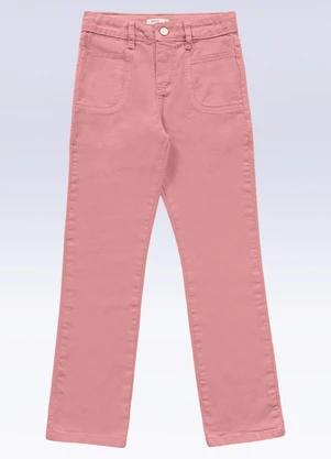 Fakini Kids - Calça Reta Sarja Rosa - FAKINI KIDS