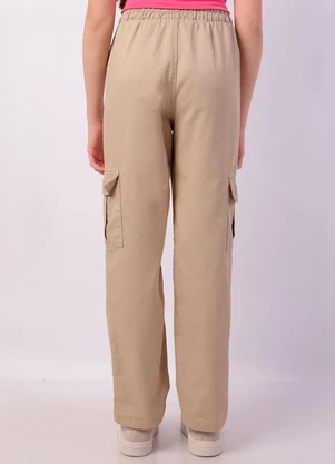 Torra - Calça Sarja Juvenil Reta Bolso Cargo Bege - TORRA