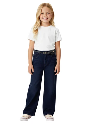 Carinhoso - Calça Wide Leg Jeans Azul Escuro - CARINHOSO