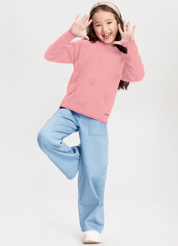 Alakazoo - Calça Wide Leg Jeans com Bolsos e Elastano Azul 2