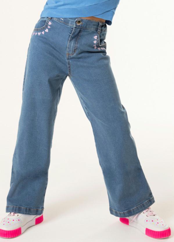 Brandili - Calça Wide Leg Jeans Infantil Menina Azul