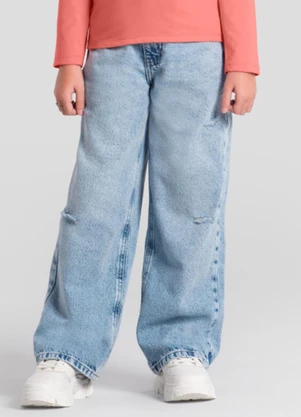 Brandili - Calça Wide Leg Jeans Infantil Menina Azul - BRANDILI