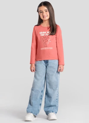 Brandili - Calça Wide Leg Jeans Infantil Menina Azul - BRANDILI