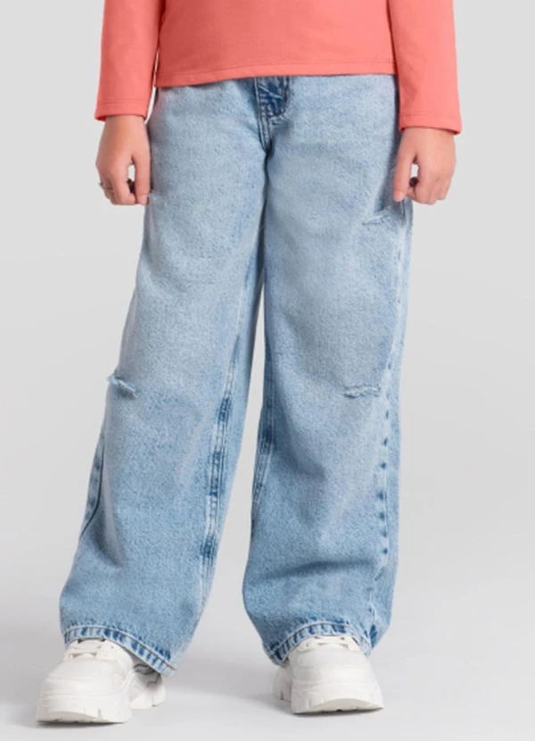Brandili - Calça Wide Leg Jeans Infantil Menina Azul