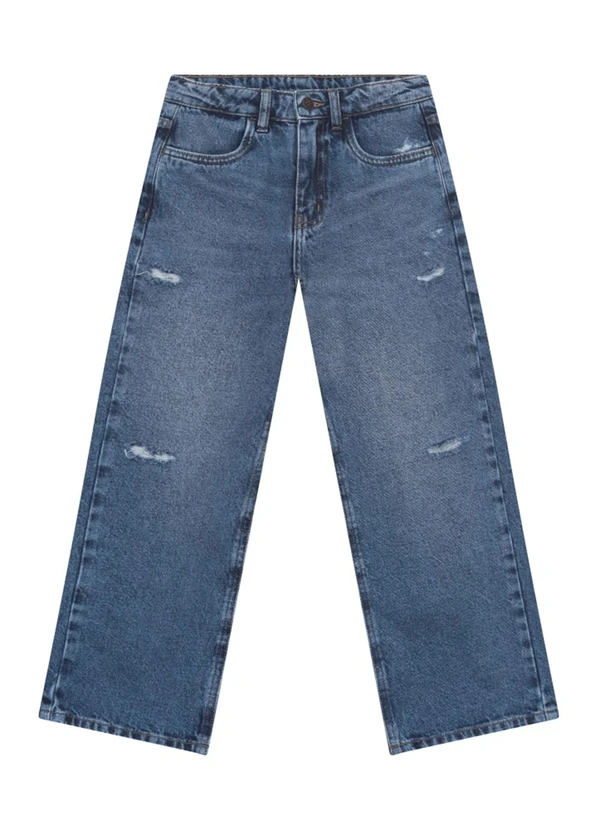 Brandili - Calça Wide Leg Jeans Infantil Menina Azul