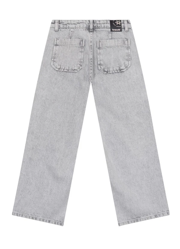 Brandili - Calça Wide Leg Jeans Infantil Menina Cinza 4