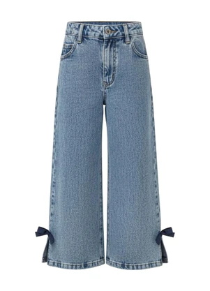 Carinhoso - Calça Wide Leg Jeans Laço Azul - CARINHOSO