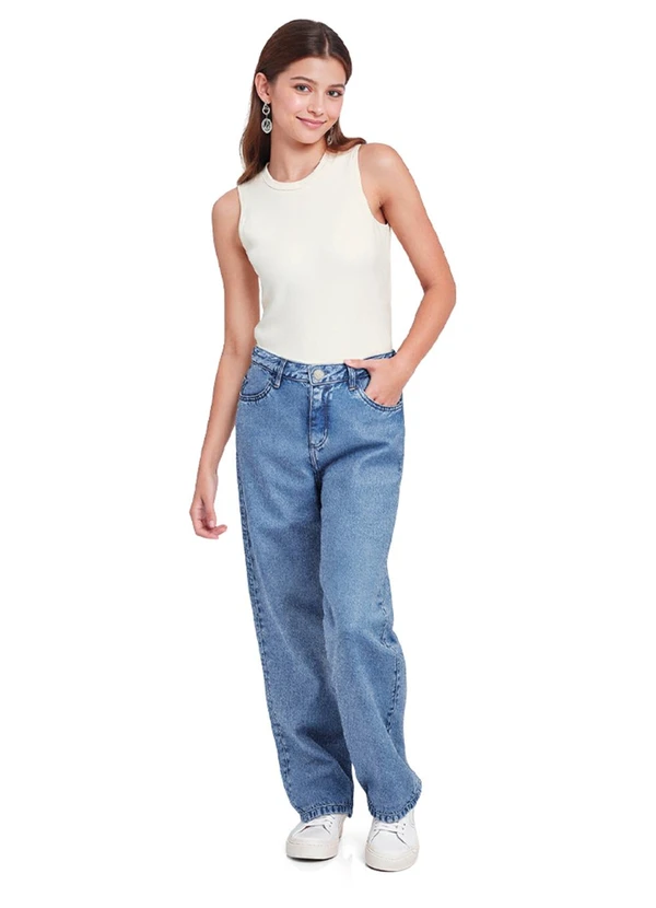 Fkn Play Denim - Calça Wide Leg Jeans Medio 3