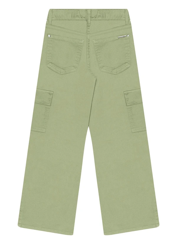 Alakazoo - Calça Wide Leg Menina com Bolso Cargo Verde 2