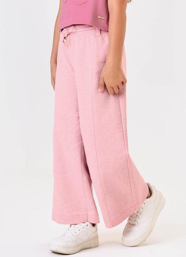 Trick Nick - Calca Wide Leg Moletom Mesclado Rosa