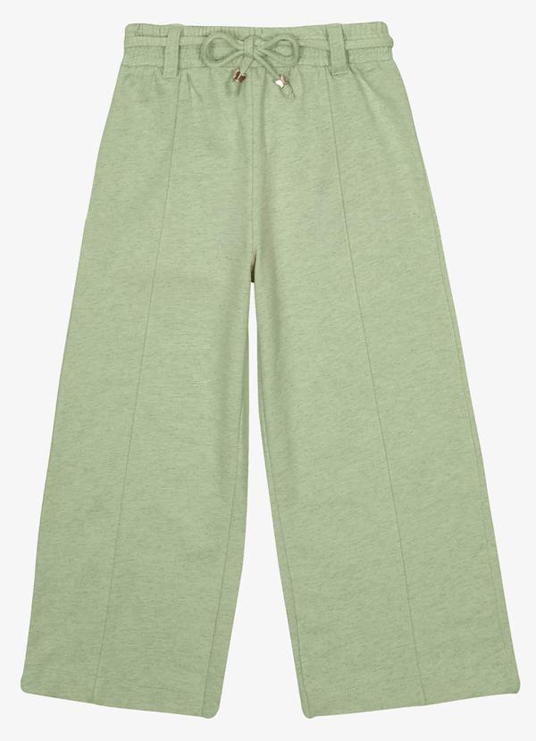 Trick Nick - Calca Wide Leg Moletom Mesclado Verde