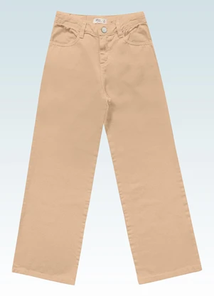 Fkn Play Denim - Calça Wide Leg Sarja Bege - FKN PLAY DENIM