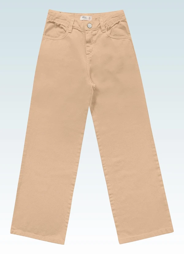 Fkn Play Denim - Calça Wide Leg Sarja Bege