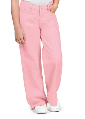 Fkn Play Denim - Calça Wide Leg Sarja Rosa - FKN PLAY DENIM