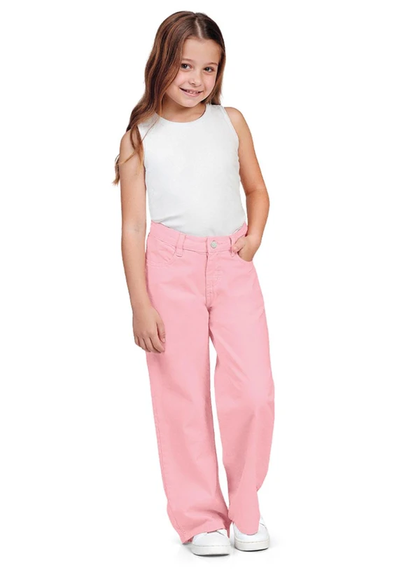 Fkn Play Denim - Calça Wide Leg Sarja Rosa 3