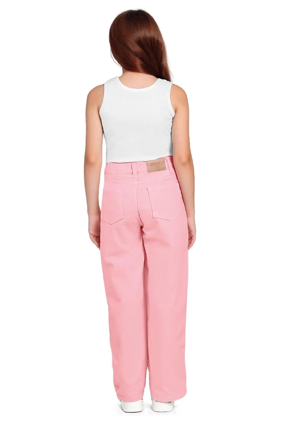 Fkn Play Denim - Calça Wide Leg Sarja Rosa 4