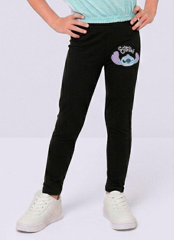 Torra - Calça Infantil Legging Estampa Stitch Preta