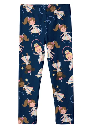 Malwee Kids - Calça Legging Bailarinas em Cotton Azul Marinho - MALWEE KIDS