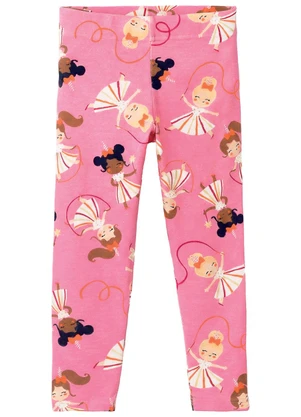 Malwee Kids - Calça Legging Bailarinas em Cotton Rosa - MALWEE KIDS