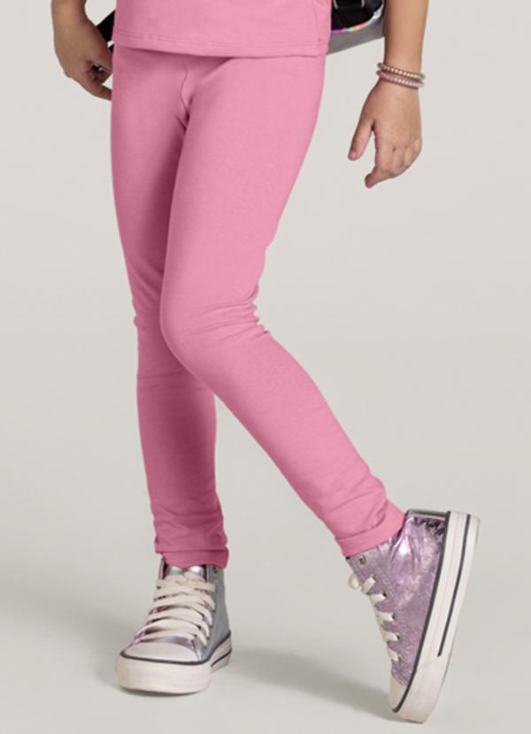 Brandili - Calça Legging Básica Infantil em Cotton Rosa