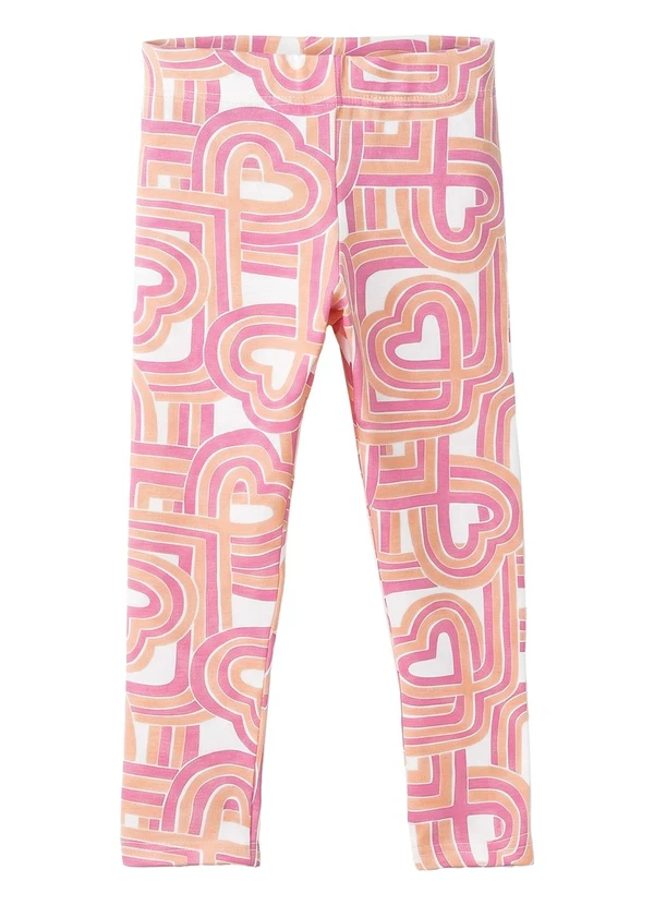 Malwee Kids - Calça Legging Corações em Cotton Off White