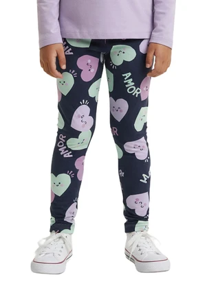 Malwee Kids - Calça Legging Corações em Moletom Azul Marinho - MALWEE KIDS