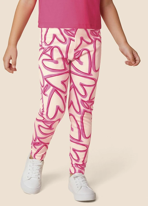 Malwee Kids - Calça Legging Corações Off White