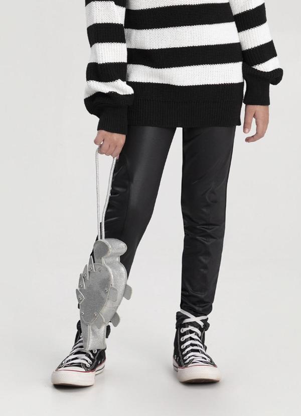 Alakazoo - Calça Legging de Cós Elástico em Malha Preto