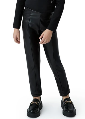 Carinhoso - Calça Legging em Corino Menina Preto - CARINHOSO