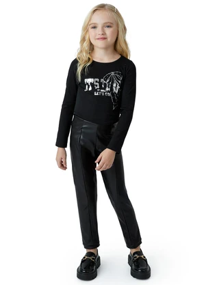 Carinhoso - Calça Legging em Corino Menina Preto - CARINHOSO