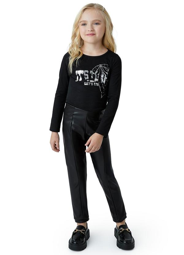 Carinhoso - Calça Legging em Corino Menina Preto 2