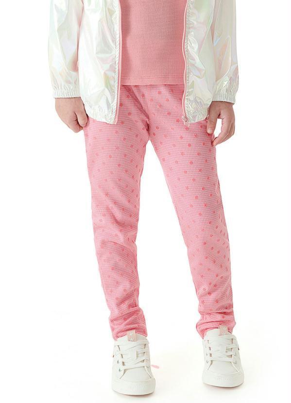 Up Baby - Calça Legging em Jacquard Rosa