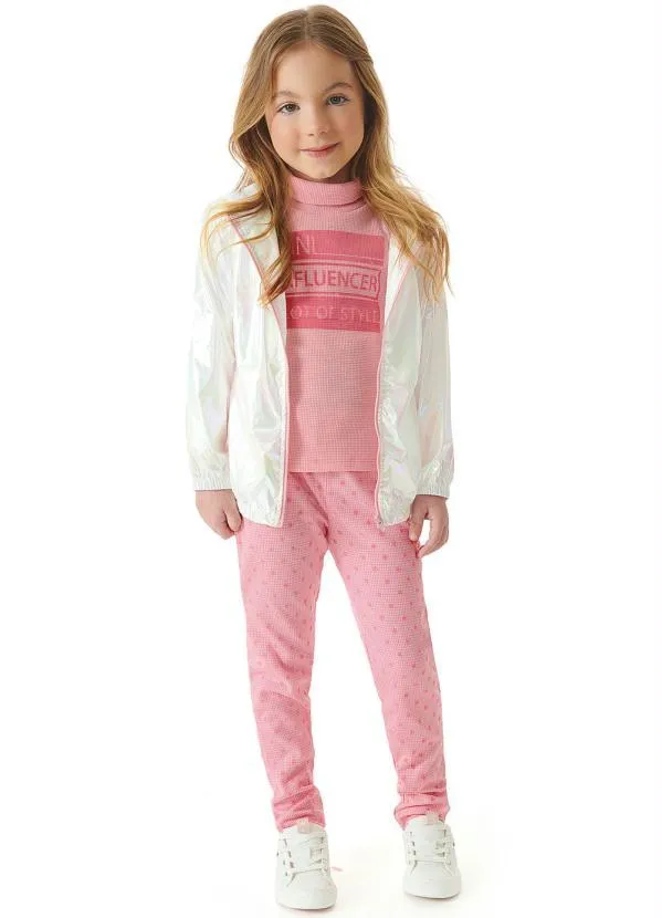 Up Baby - Calça Legging em Jacquard Rosa 2