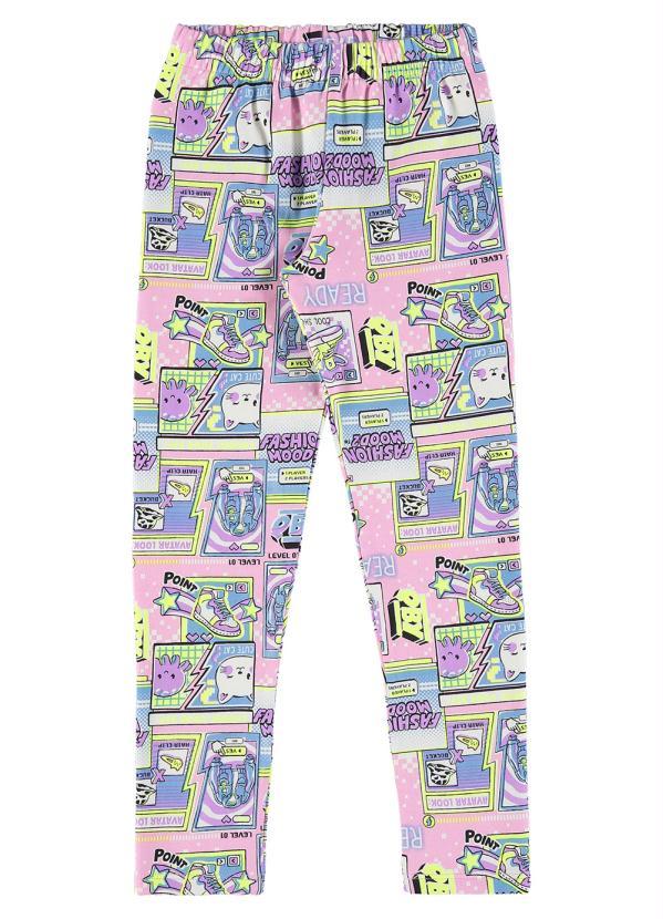 Quimby - Calça Legging Estampada Infantil Rosa 1