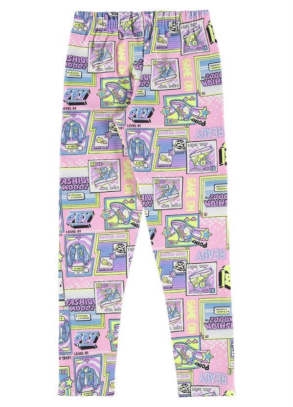 Quimby - Calça Legging Estampada Infantil Rosa 2