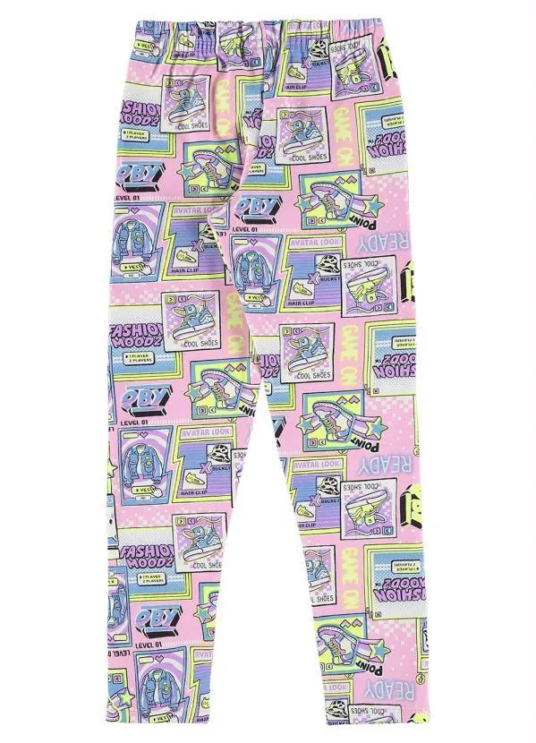 Quimby - Calça Legging Estampada Infantil Rosa 2