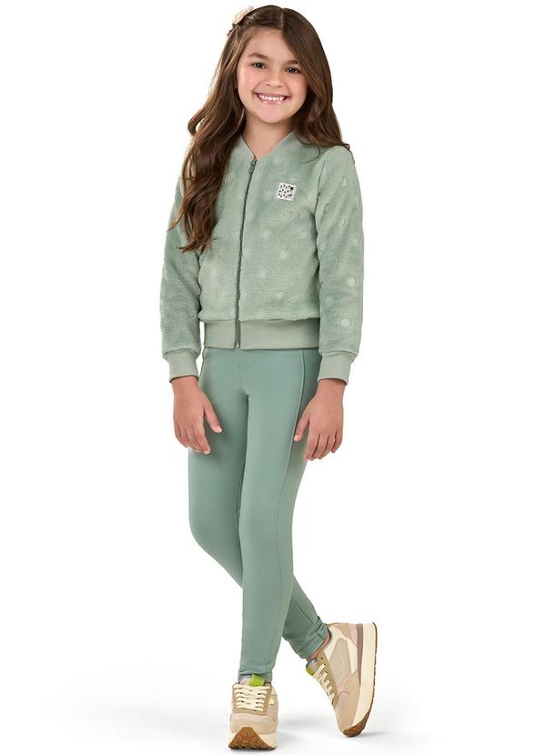 Elian - Calça Legging Felpada Infantil Menina Verde 2