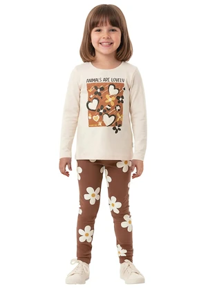 Malwee Kids - Calça Legging Floral Marrom - MALWEE KIDS