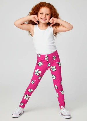 Malwee Kids - Calça Legging Floral Rosa Magenta - MALWEE KIDS